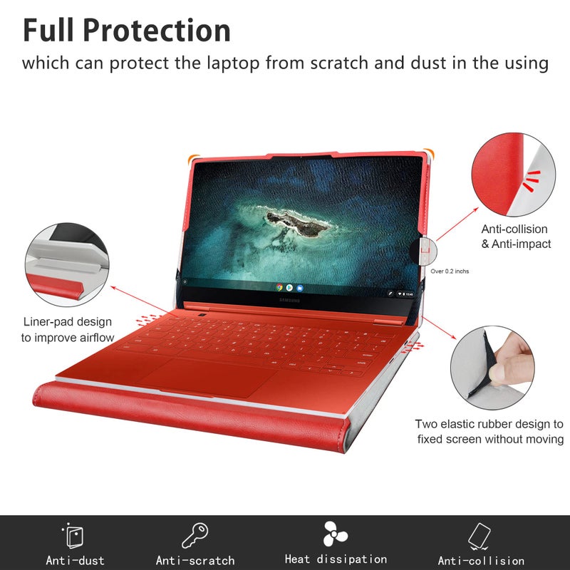 Alapmk Protective Case for 13.3" Samsung Galaxy Book3 360/Galaxy Chromebook 13/XE930QCA/Galaxy Book Flex 13/NP930QCG/Galaxy Book Pro 13/NP930XDB - Red - Image 5